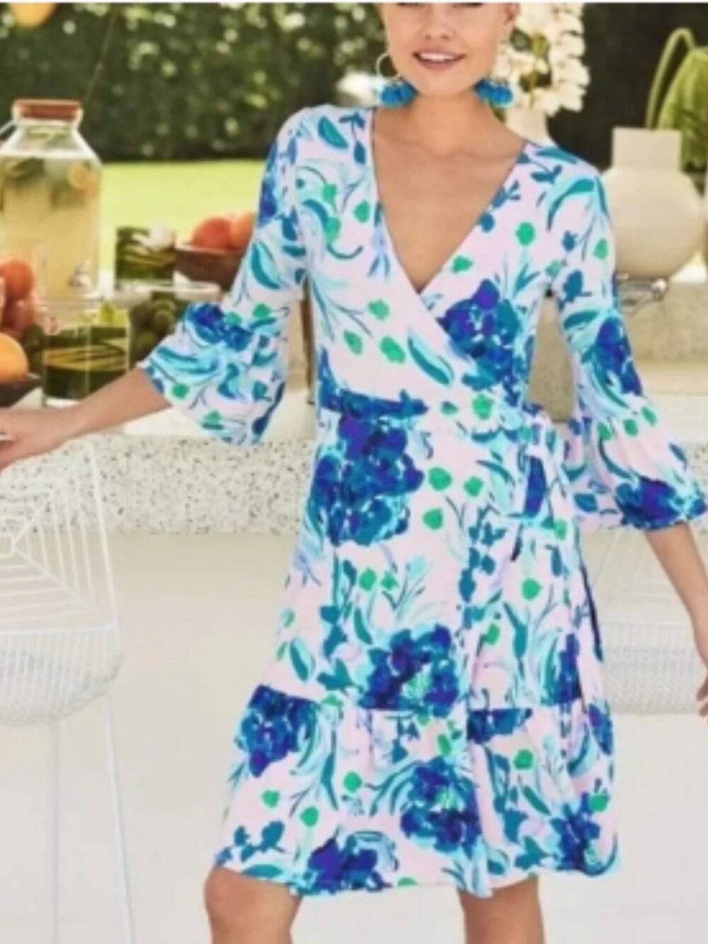Lilly Pulitzer Pink Floral Midi Dress with Blue & Green Print - Picture 2 of 14